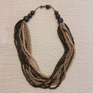 Layered Wood Beaded Necklace